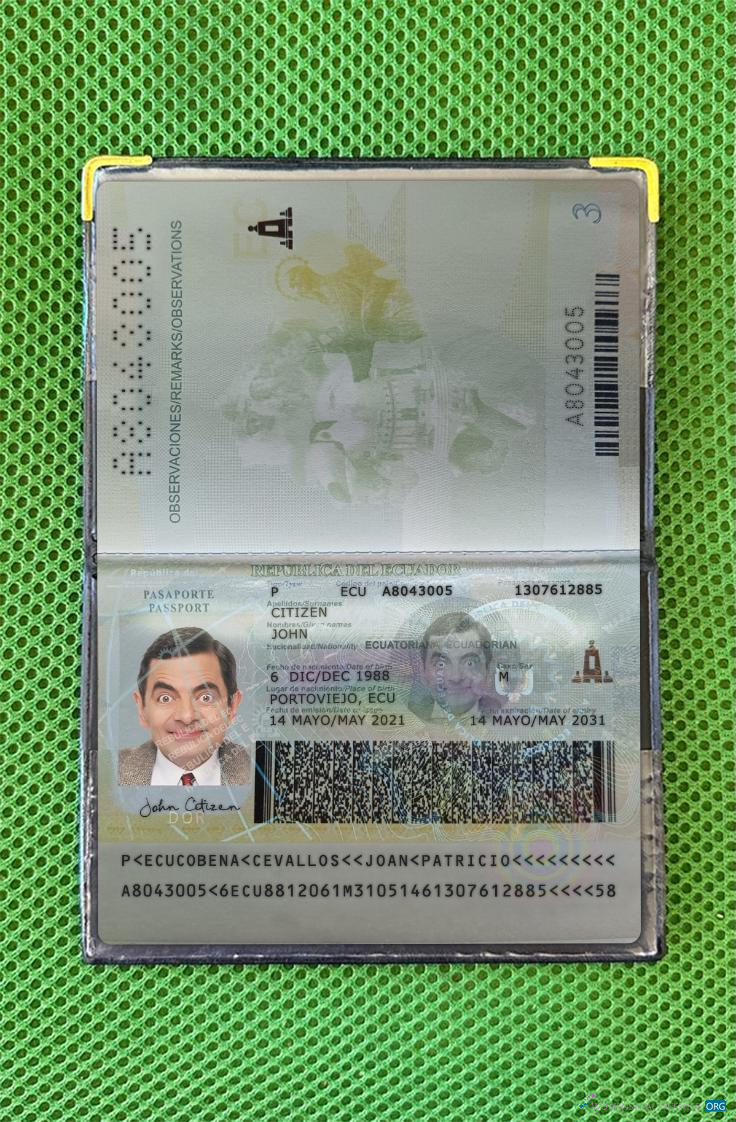 Download Ecuador passport 2021 present photolook Photoshop template